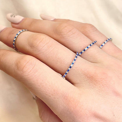 Sterling Silver Blue & Clear CZ Band Ring