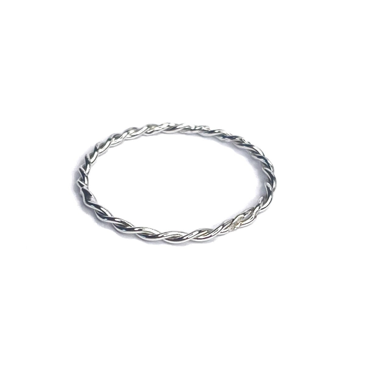 Sterling Silver Rhodium Plated 1 mm Braided Ring