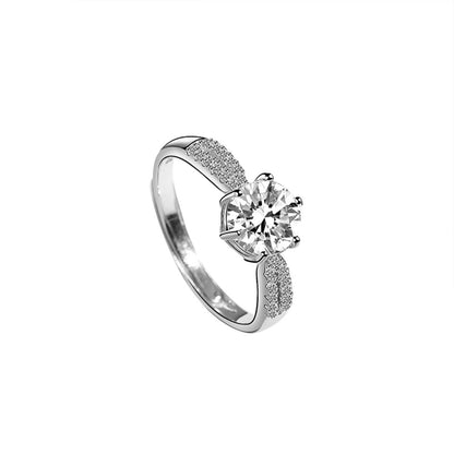 Sterling Silver Rhodium Plated CZ Crystal Ring