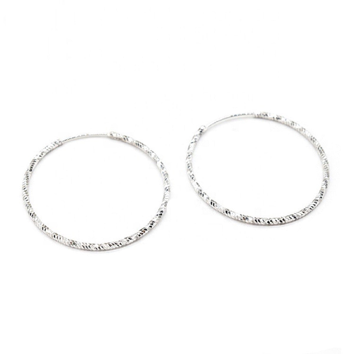 Sterling Silver Rhodium Plated 25 - 50 mm Hoops