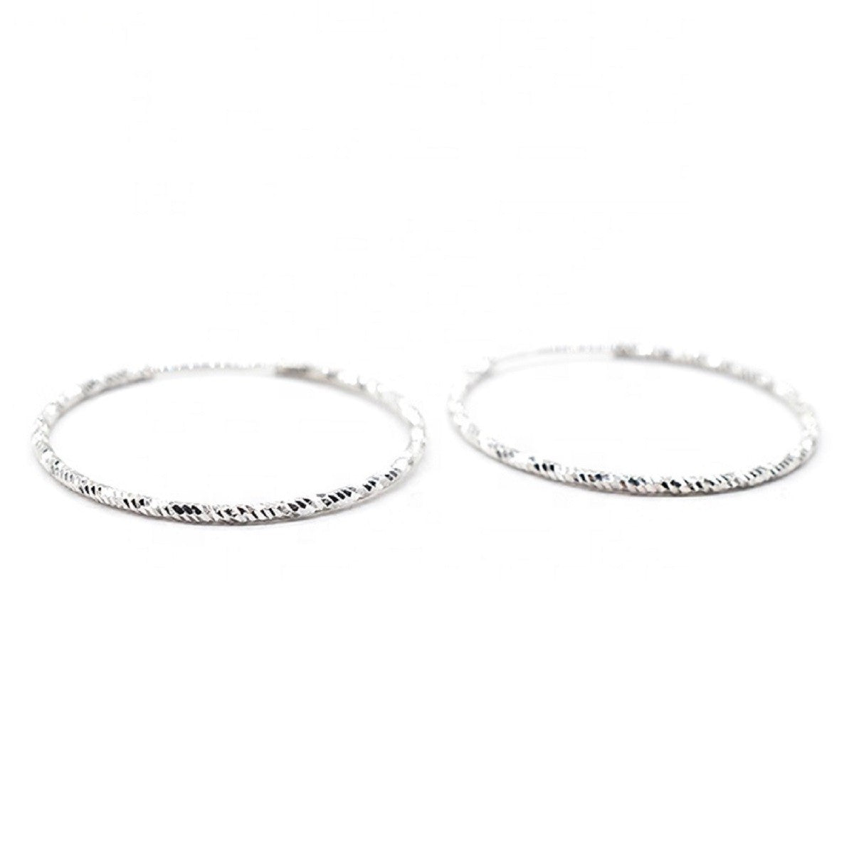 Sterling Silver Rhodium Plated 25 - 50 mm Hoops