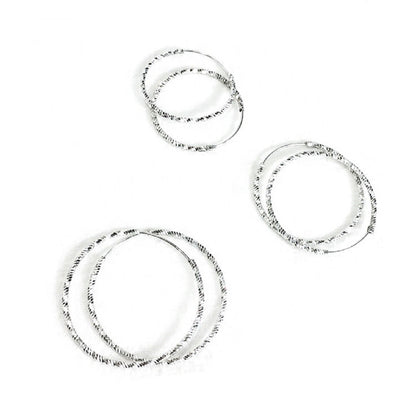 Sterling Silver Rhodium Plated 25 - 50 mm Hoops