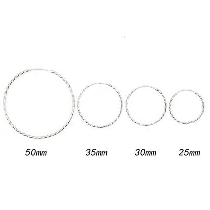 Sterling Silver Rhodium Plated 25 - 50 mm Hoops