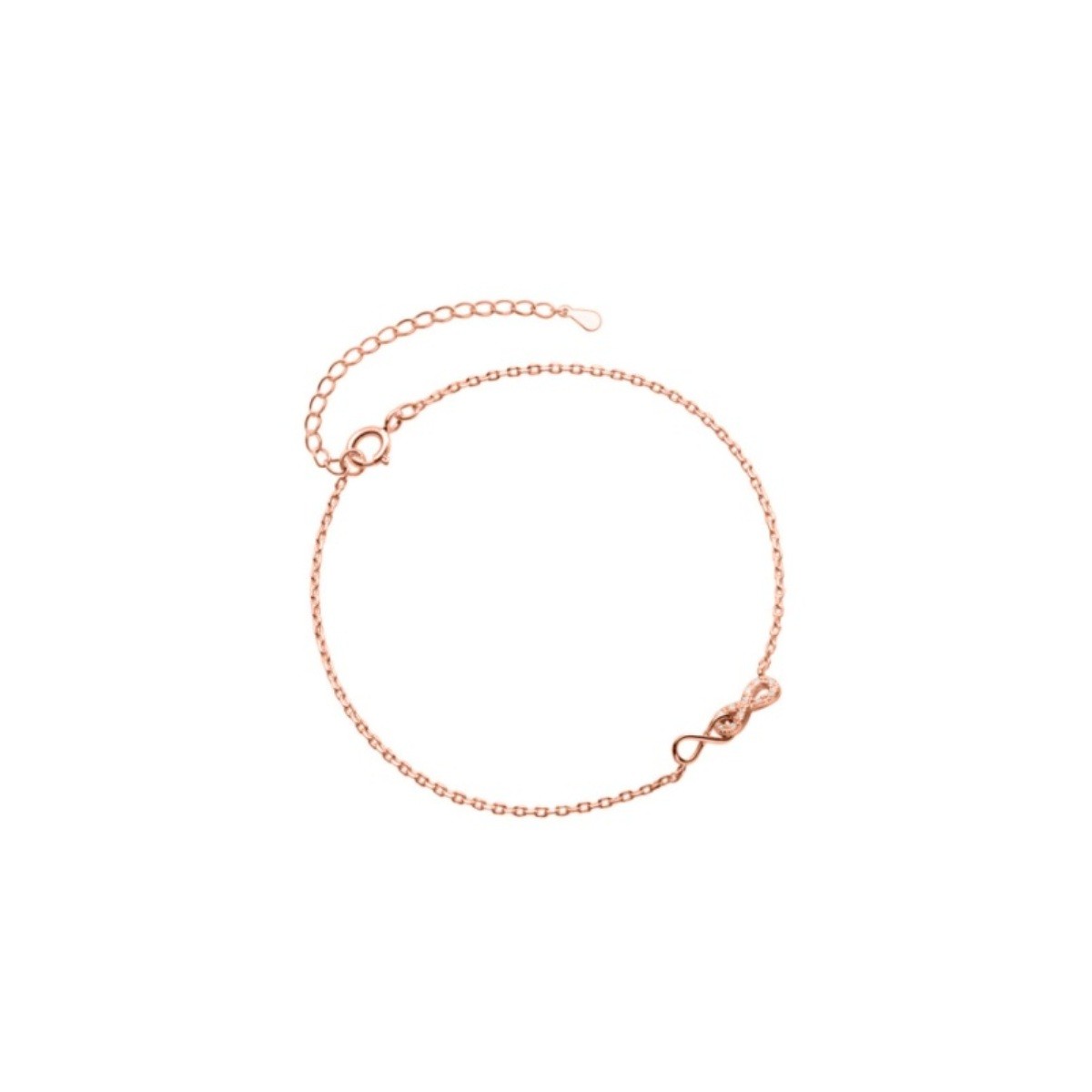 Sterling Silver Rose Gold Plated CZ Infinity Anklet