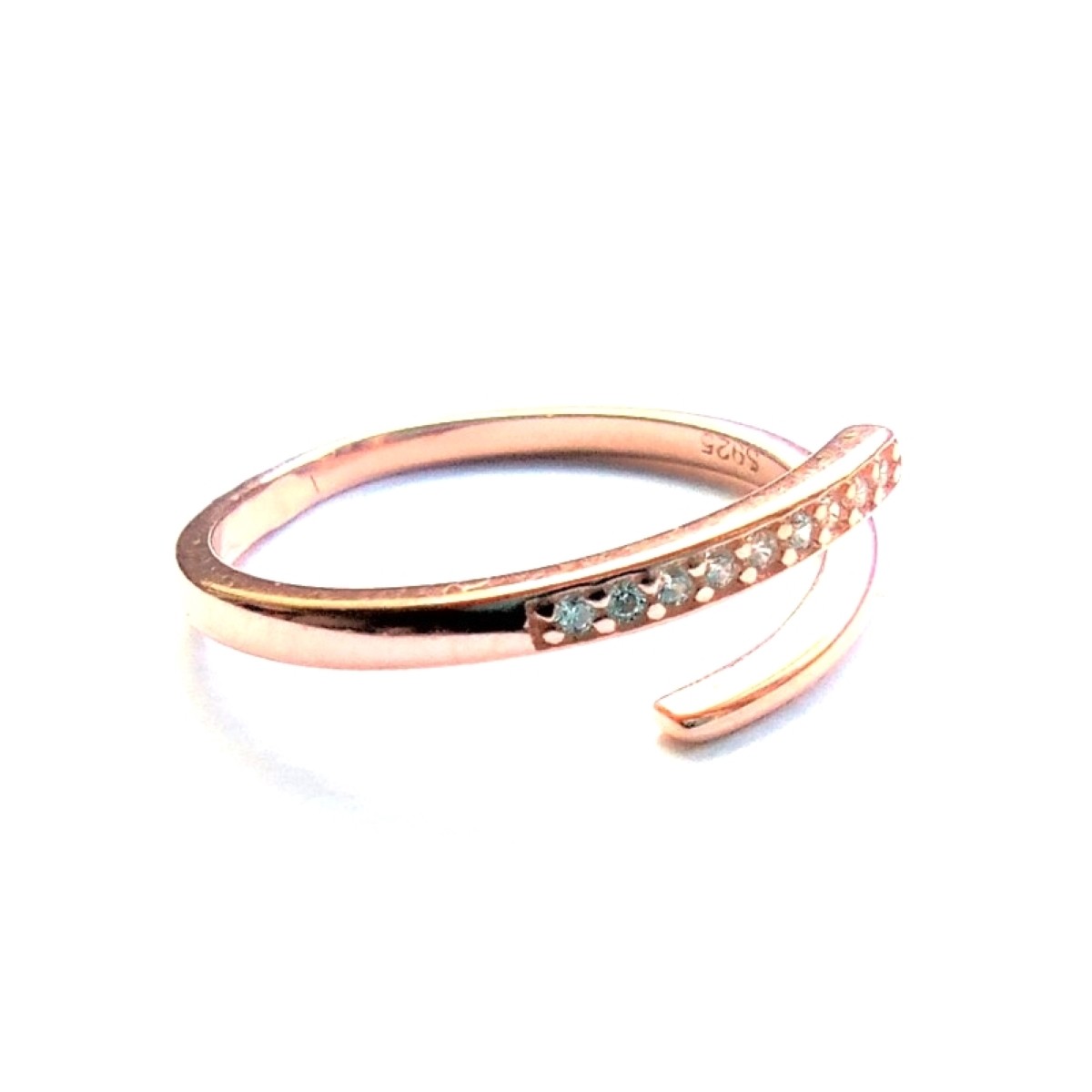 Sterling Silver Rose Gold Plated CZ Ring