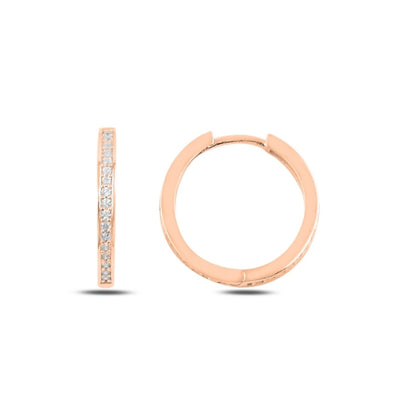 Silver Rose Gold Plated 12 - 20 mm CZ Hoops