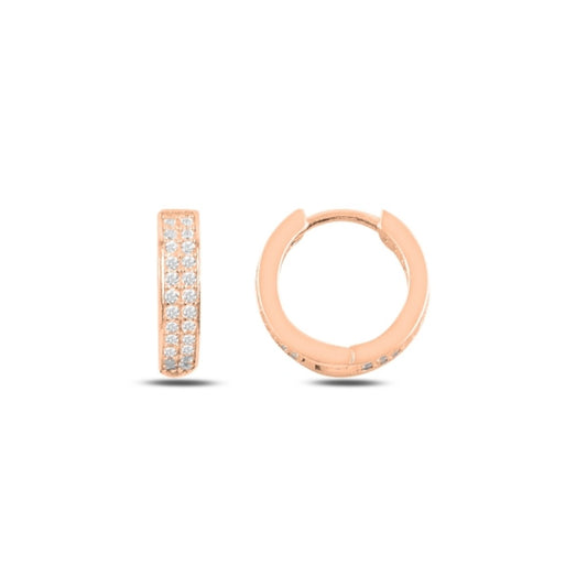 Sterling Silver Rose Gold Plated 15 - 20 mm CZ Hoops