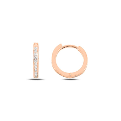 Silver Rose Gold Plated 12 - 20 mm CZ Hoops