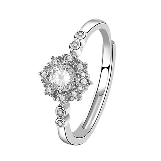 Sterling Silver Rhodium Plated CZ Crystal Ring