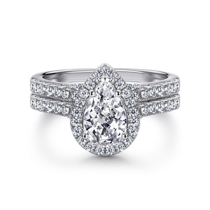 Sterling Silver Rhodium Plated CZ Double Band Ring