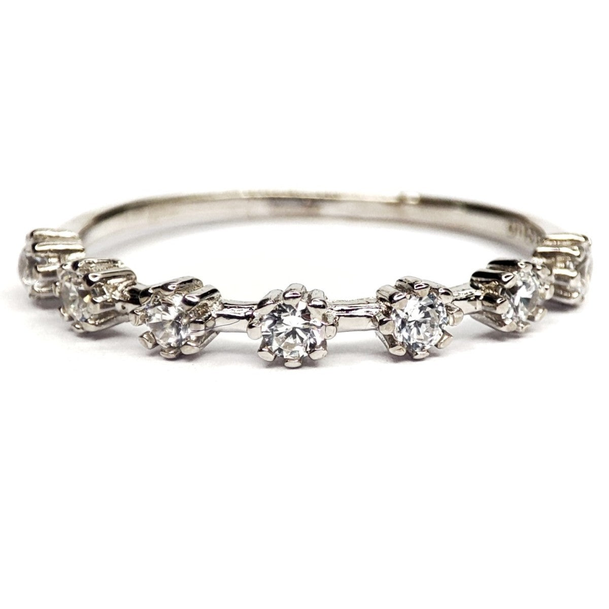 Sterling Silver Rhodium Plated CZ Ring