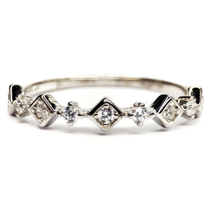 Sterling Silver Rhodium Plated CZ Rhombus Ring