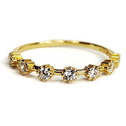 Scandinavian Silver Gold Plated CZ Ring