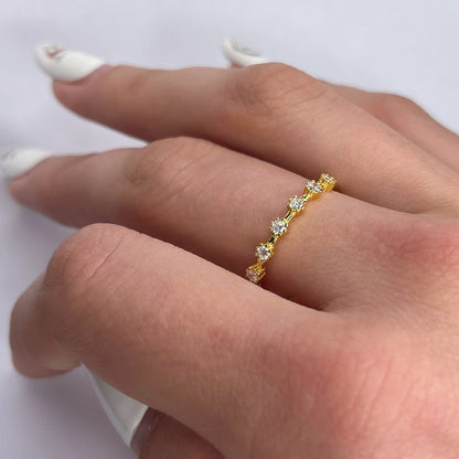 Scandinavian Silver Gold Plated CZ Ring