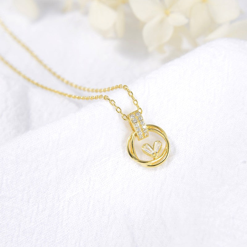 Sterling Silver Gold Plated Circle Necklace