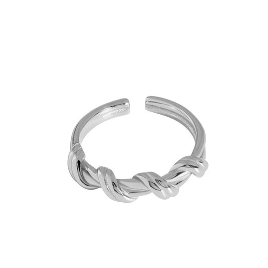 Sterling Silver Rhodium Plated Twisted Ring