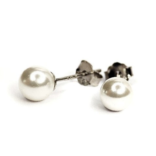 Sterling Silver Pearl Imitation Studs