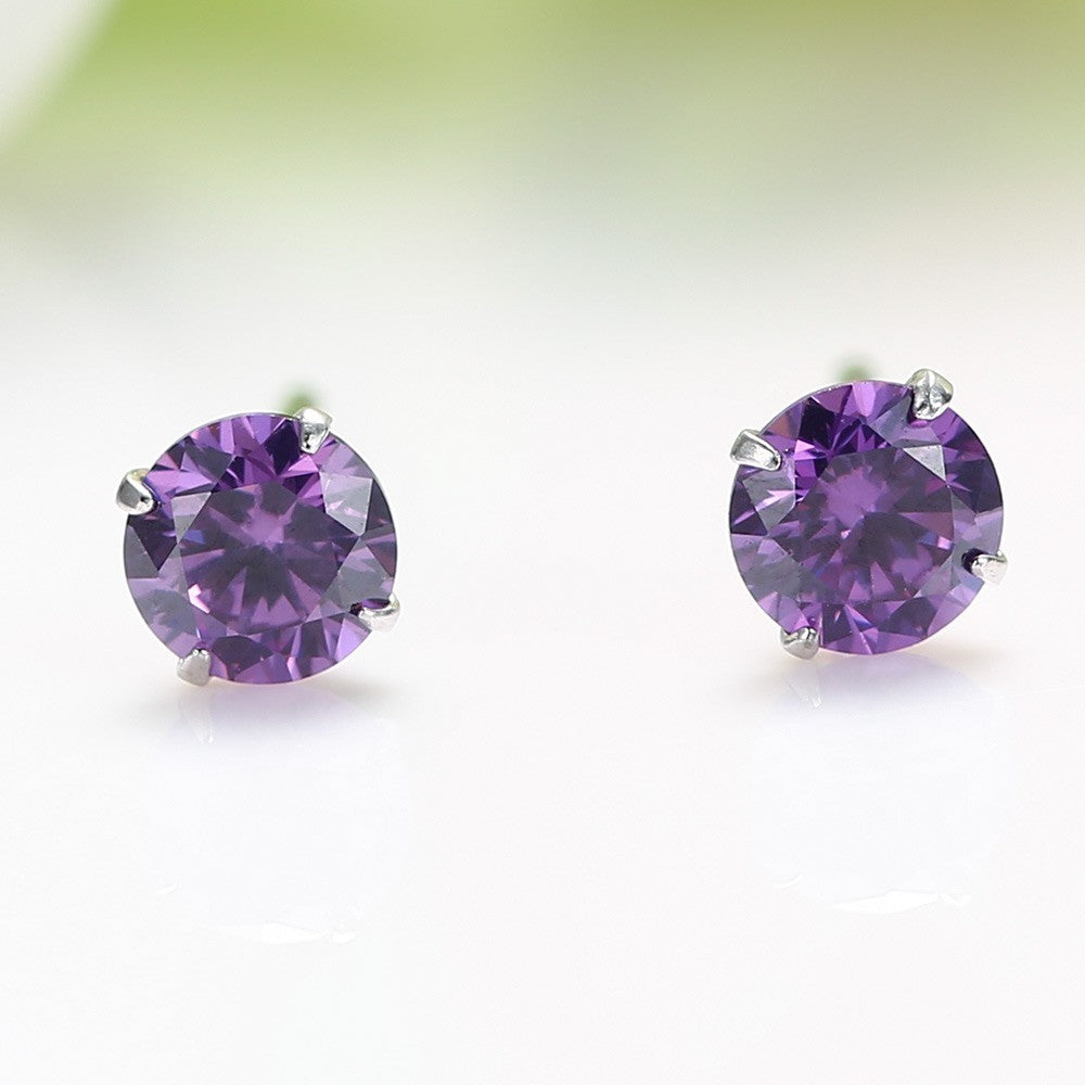 Sterling Silver 3 - 8 mm CZ Crystal Studs