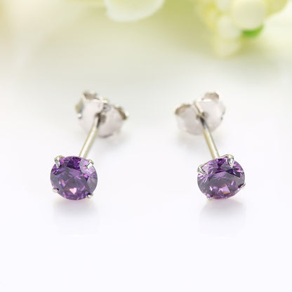 Sterling Silver 3 - 8 mm CZ Crystal Studs