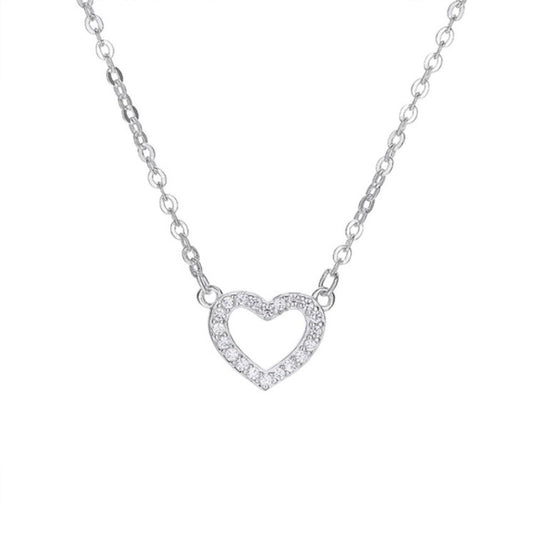 Sterling Silver Rhodium Plated Heart Necklace