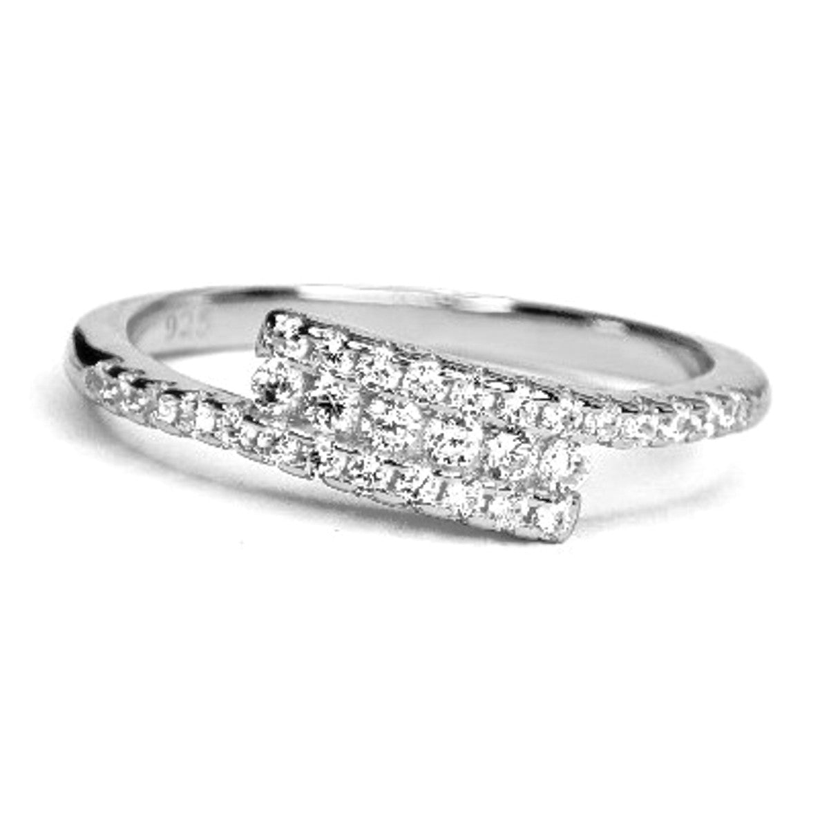 Sterling Silver Rhodium Plated CZ Ring