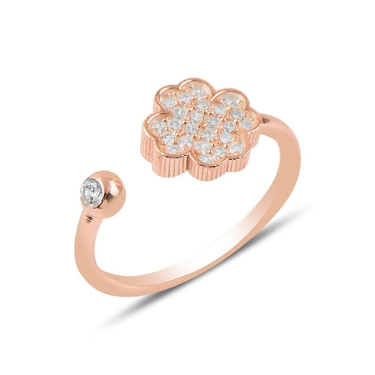 Sterling Silver Rose Gold Plated CZ Ring