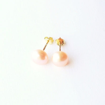 Sterling Silver Gold Plated Pearl Studs