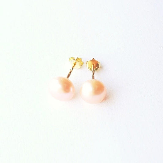 Sterling Silver Gold Plated Pearl Studs