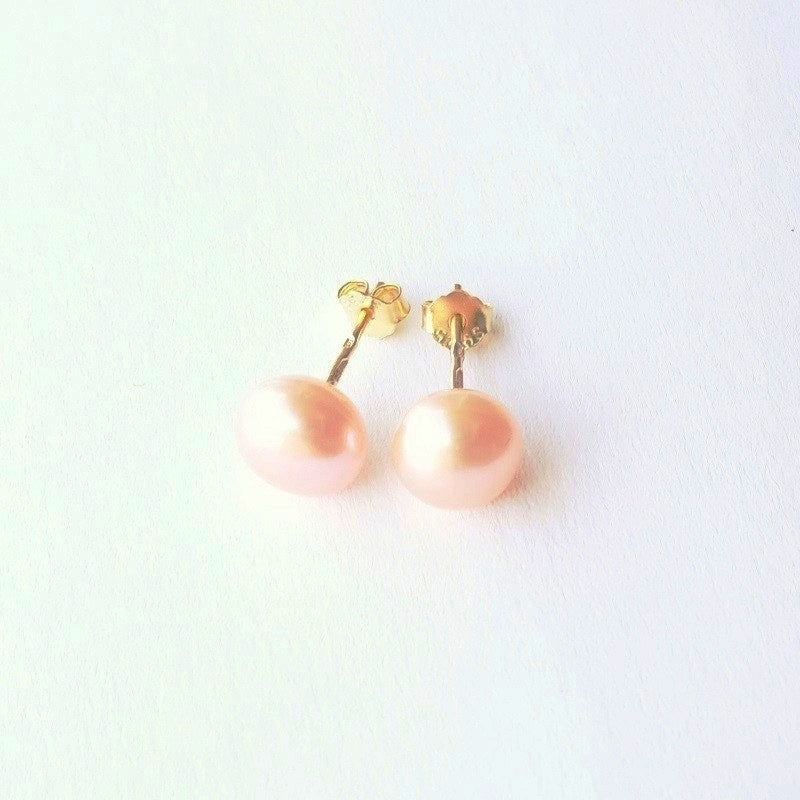 Sterling Silver Gold Plated Pearl Studs