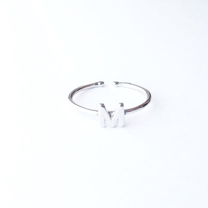 Sterling Silver Rhodium Plated Letter Ring