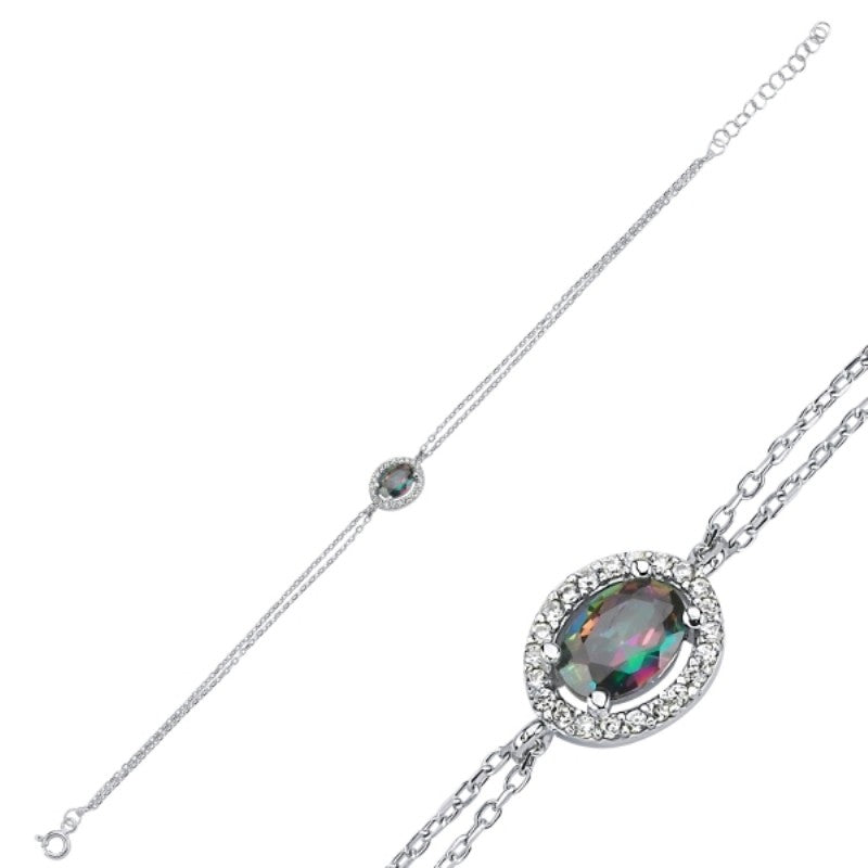 Sterling Silver Rhodium Plated Mystic Topaz Bracelet