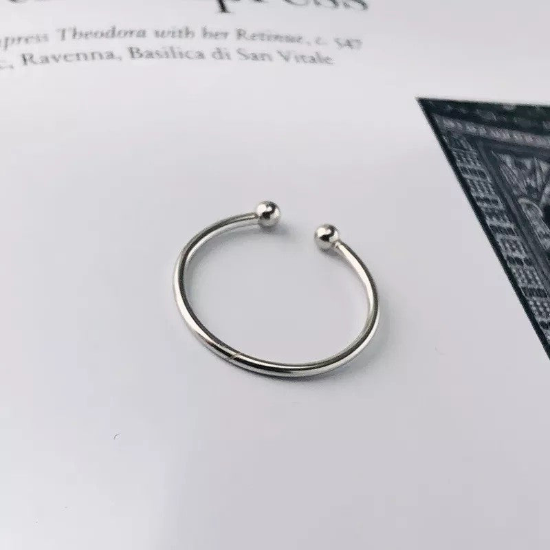 Sterling Silver Rhodium Plated Minimalist Bead Ring