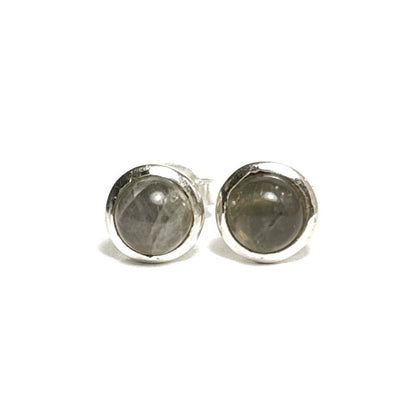 Sterling Silver Round Labradorite Studs