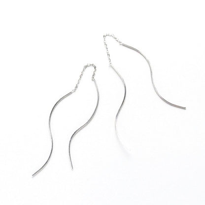 Sterling Silver Rhodium Plated Chain Drop Earrings