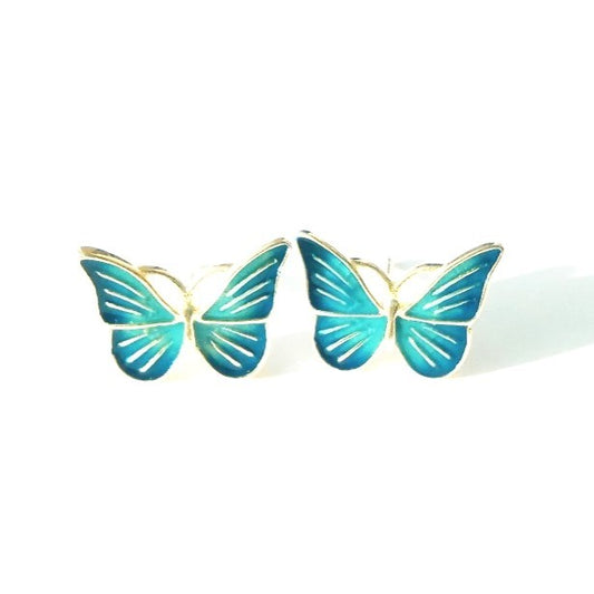 Sterling Silver Gold Plated Enamel Butterfly Studs