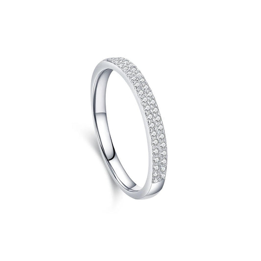 Silver Rhodium Plated Double CZ Band Ring