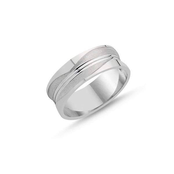 Sterling Silver Rhodium Plated 7 mm Band Ring