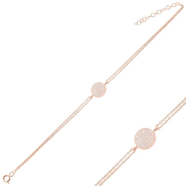 Sterling Silver Rose Gold Plated CZ Bracelet