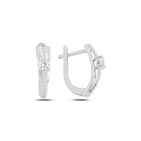 Sterling Silver Rhodium Plated English Lock Earrings