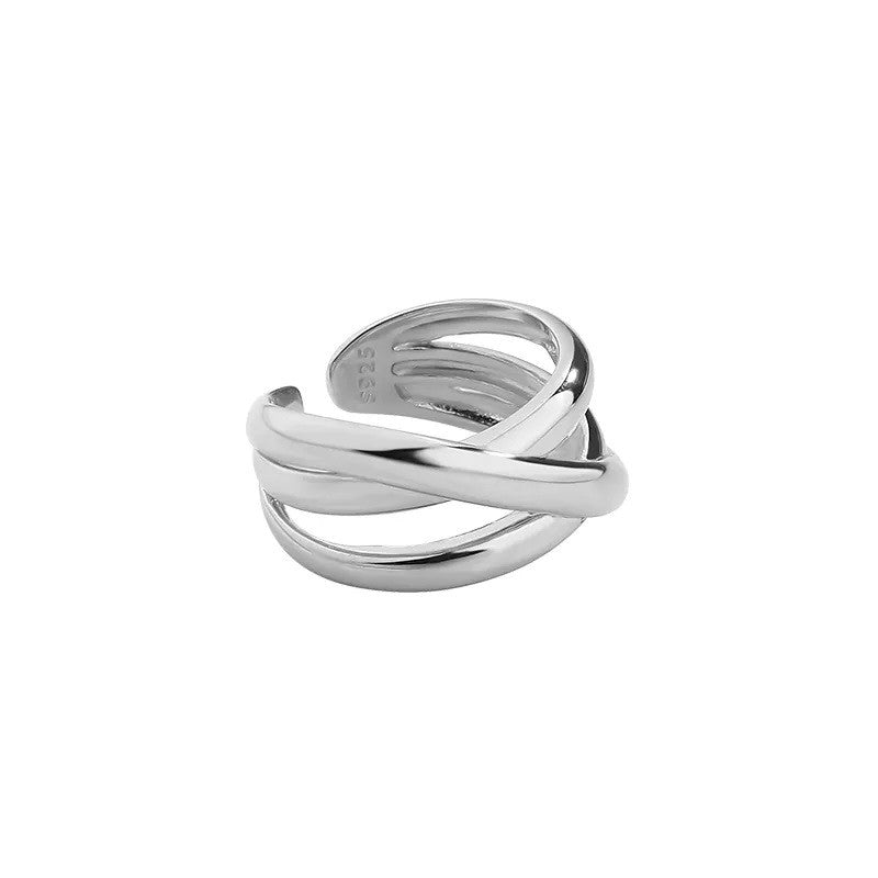 Sterling Silver Rhodium Plated Twisted Ring