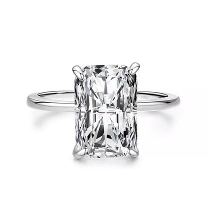 Silver Rhodium Plated Rectangle CZ Crystal Ring