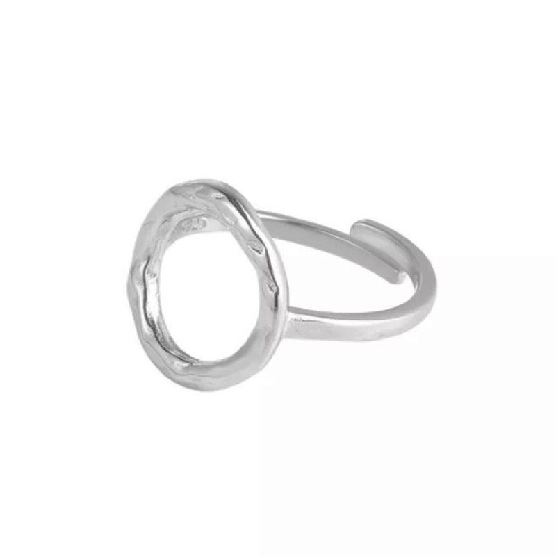 Sterling Silver Rhodium Plated Circle Ring