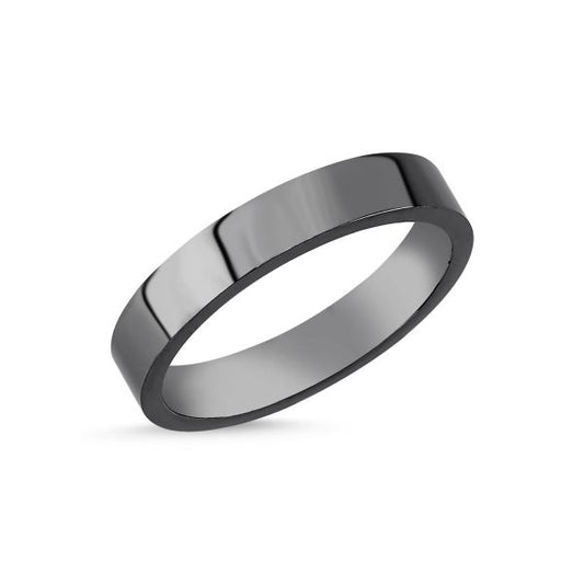 Sterling Silver Black Rhodium Plated 4 mm Band Ring