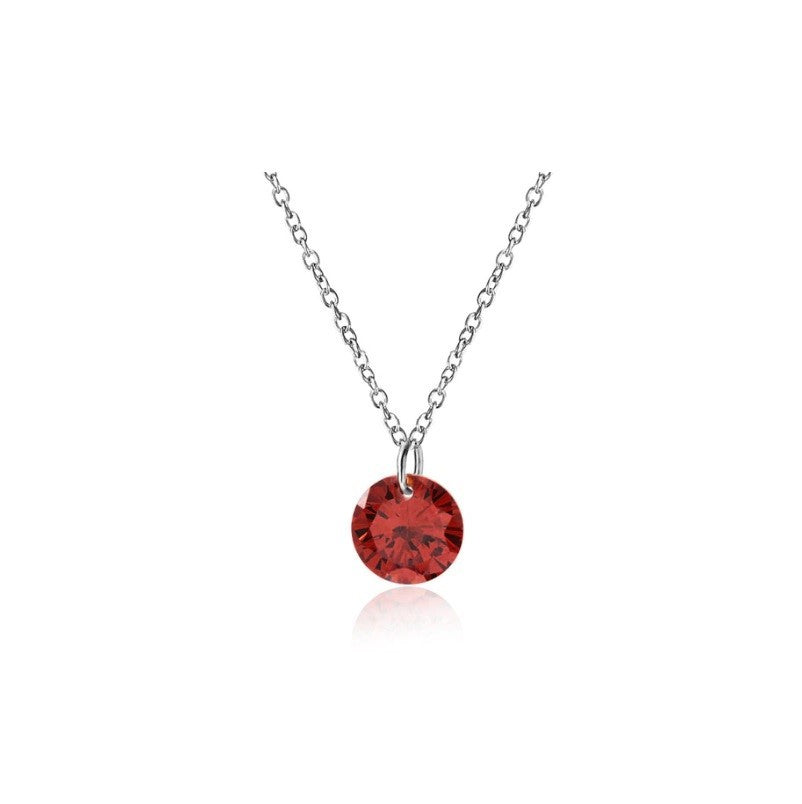 Sterling Silver Rhodium Plated CZ Crystal Necklace