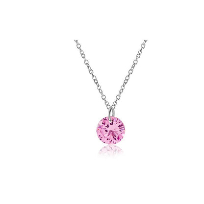 Sterling Silver Rhodium Plated CZ Crystal Necklace