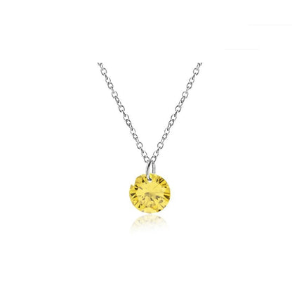 Sterling Silver Rhodium Plated CZ Crystal Necklace