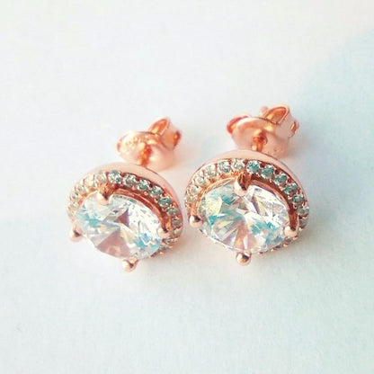 Sterling Silver Rose Gold Plated Soleste Studs