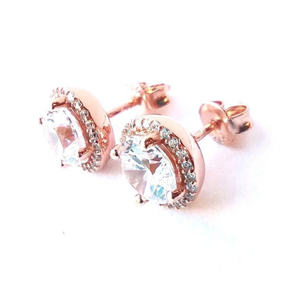 Sterling Silver Rose Gold Plated Soleste Studs