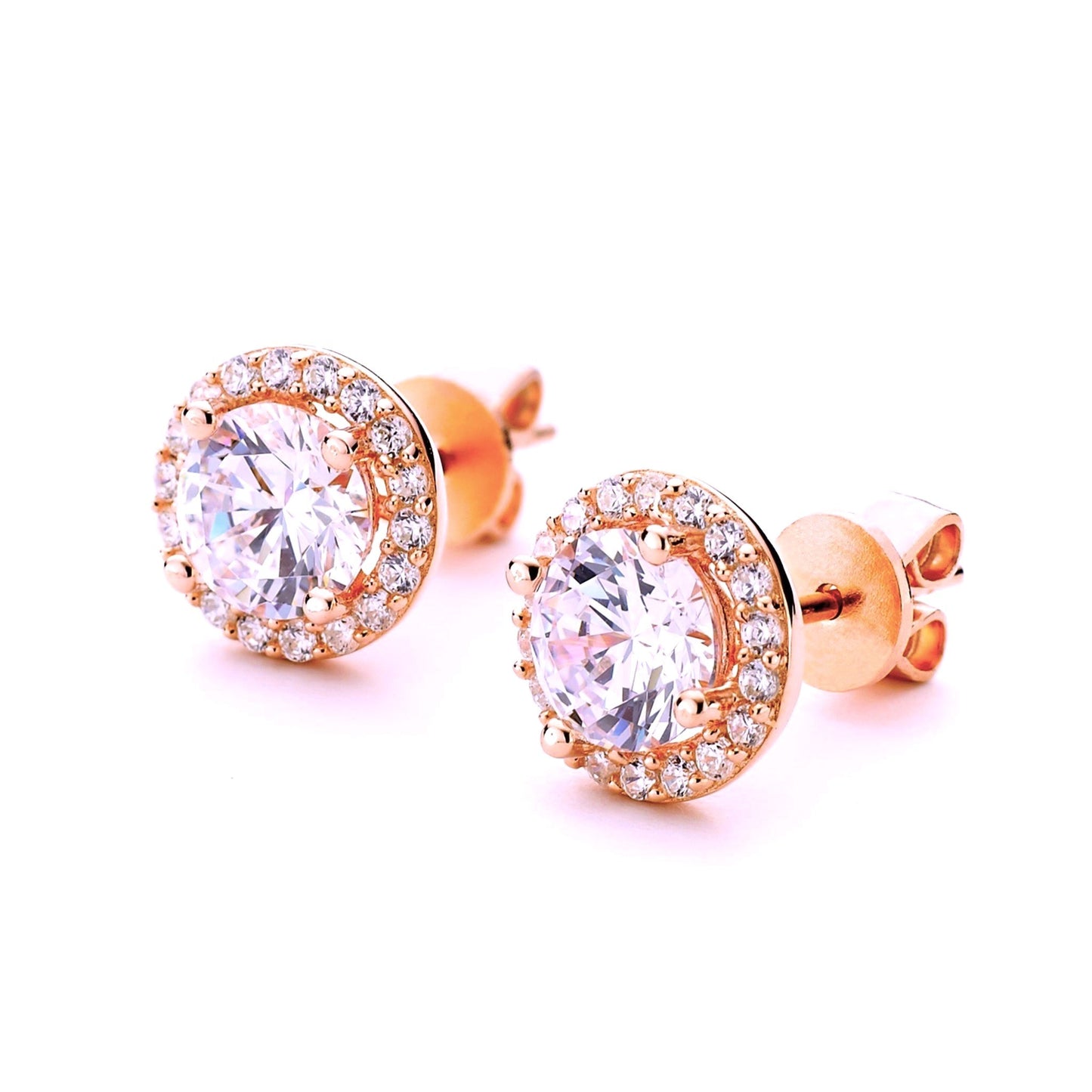 Sterling Silver Rose Gold Plated Soleste Studs