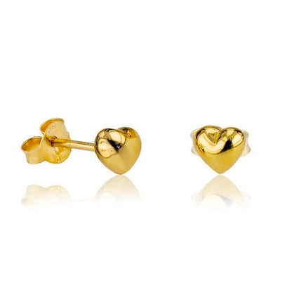 Sterling Silver Gold Plated Heart Studs